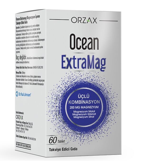 Orzax Ocean ExtraMag Magnezyum 60 Tablet | Üçlü Kombinasyon