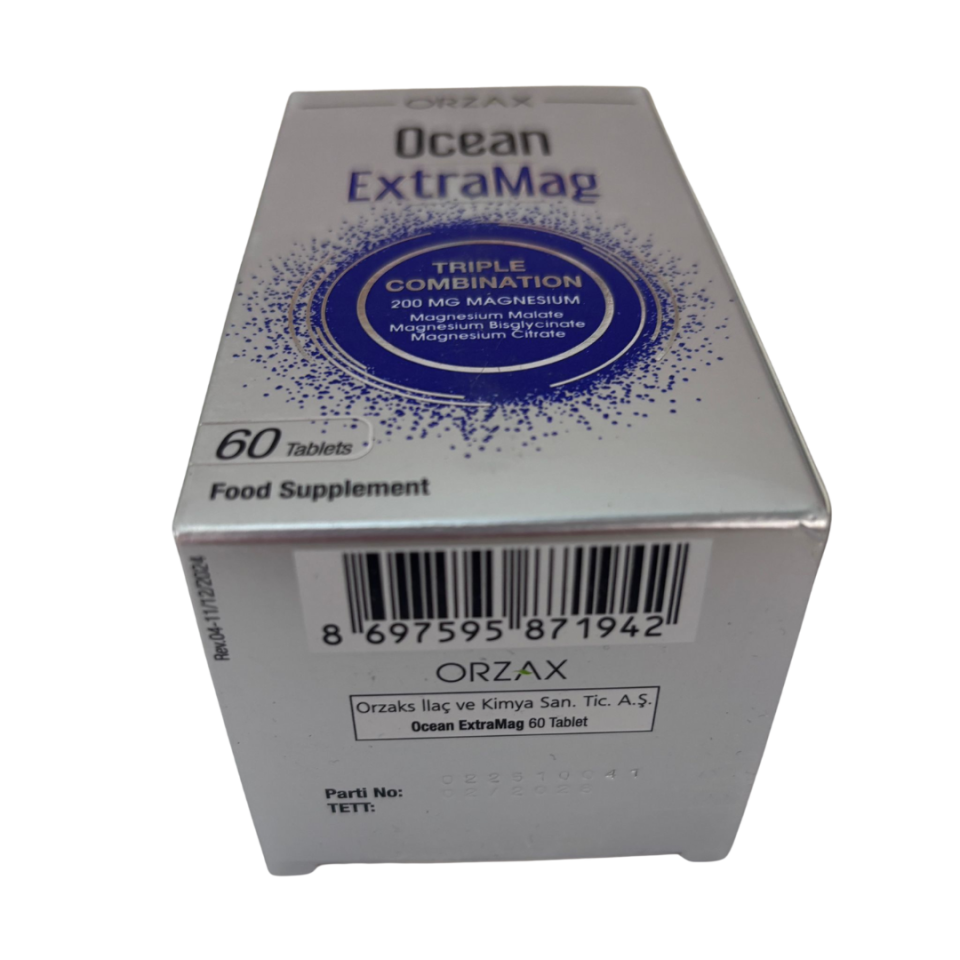 Orzax Ocean ExtraMag Magnezyum 60 Tablet | Üçlü Kombinasyon