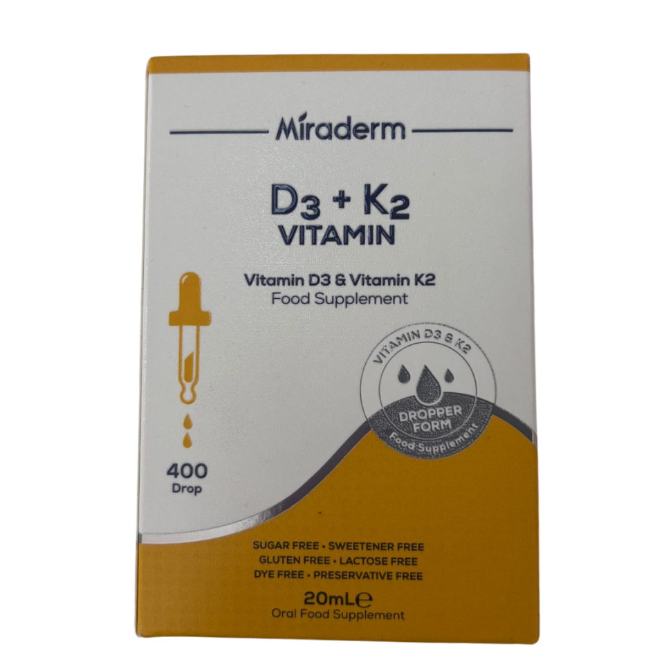 Miraderm D3 + K2 Vitamin Damla | 400 Damla | 20 ml