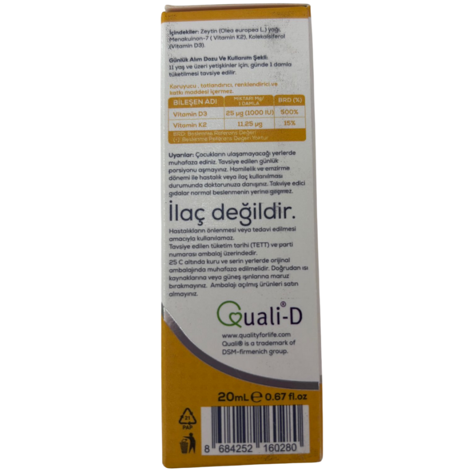 Miraderm D3 + K2 Vitamin Damla | 400 Damla | 20 ml