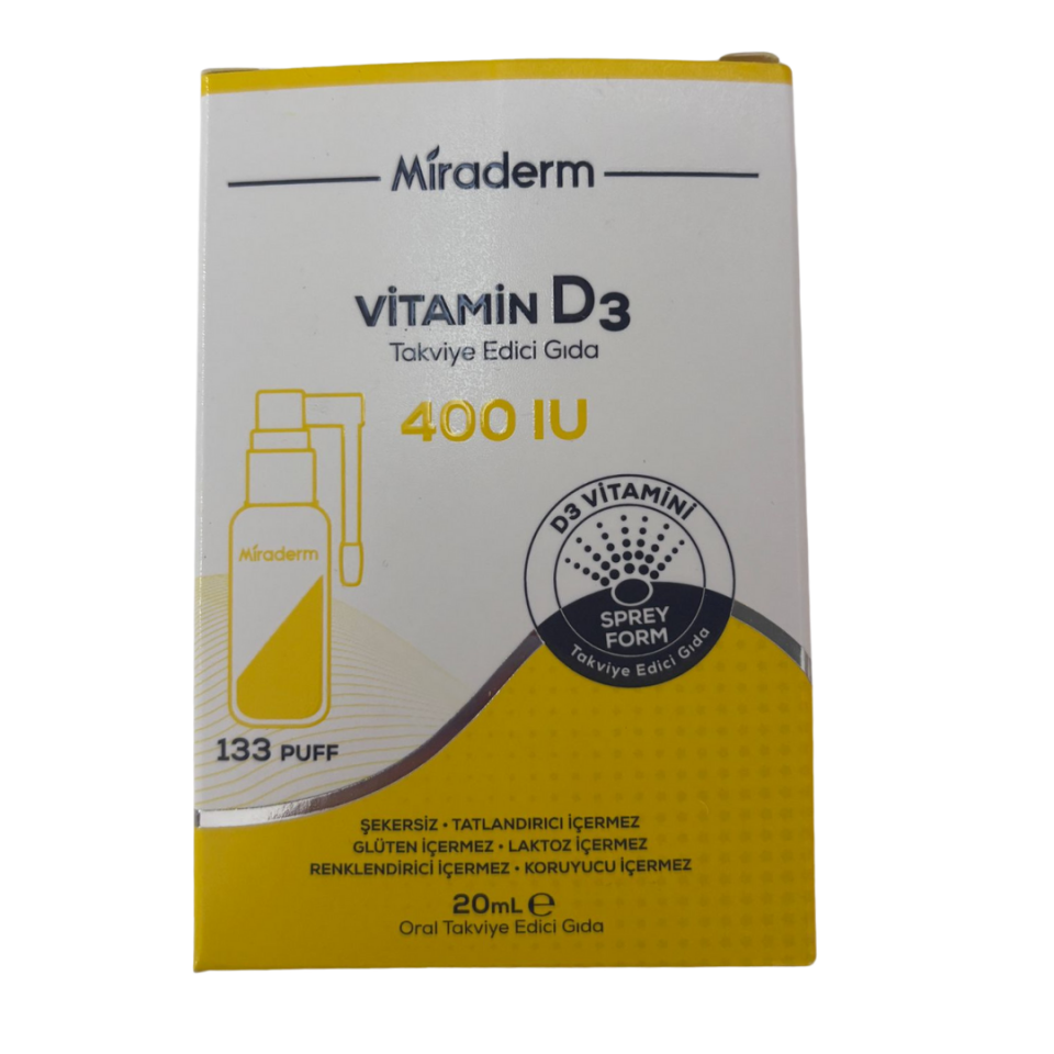 Miraderm Vitamin D3 Sprey Form 400 IU – 20 ml (133 Puf)
