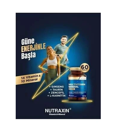 Nutraxin Multivitamin Mineral Immune Complex 60 Tbl - Magnezyum, C, D, Zinc, Demir, B12, Kolin, İyot